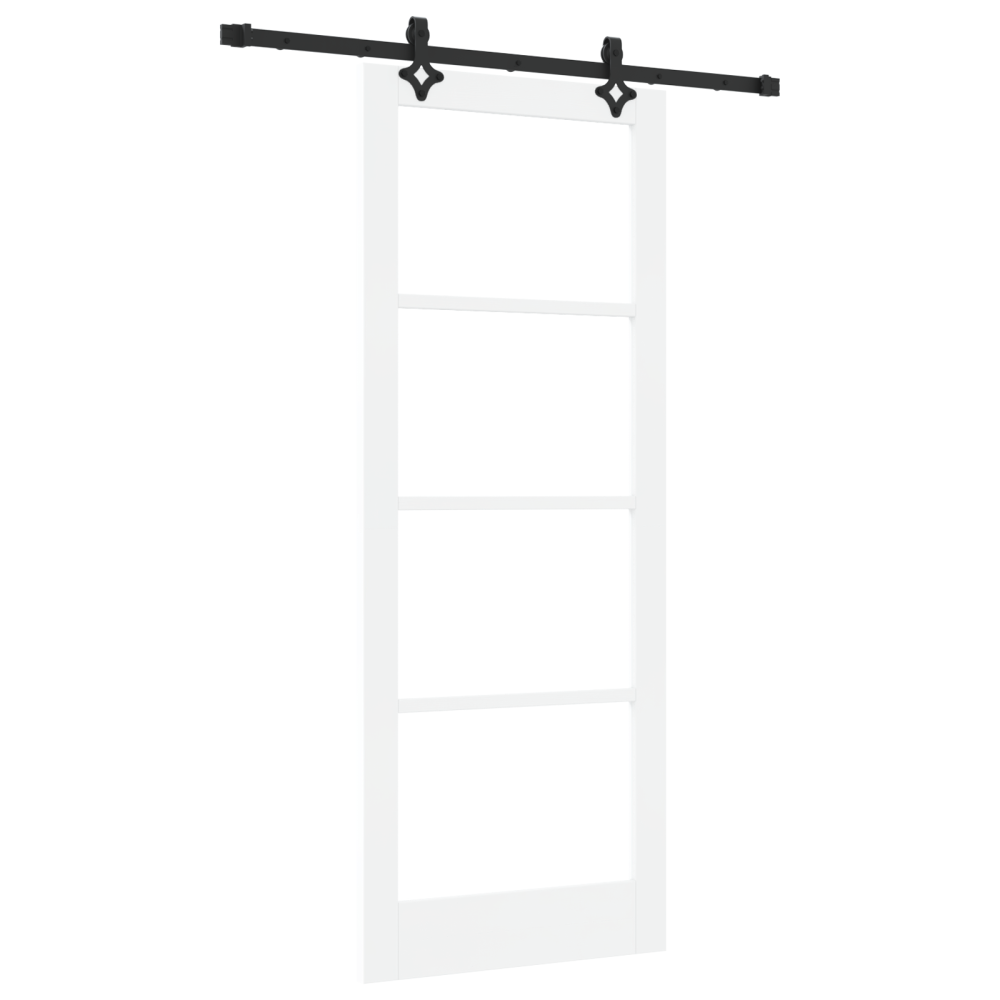Produktbild för Skjutdörr Vit 83 x 211 cm Massivt tallträ och glas