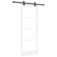 Produktbild för Skjutdörr Vit 83 x 211 cm Massivt tallträ och glas