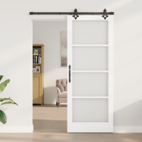 Produktbild för Skjutdörr Vit 83 x 211 cm Massivt tallträ och glas