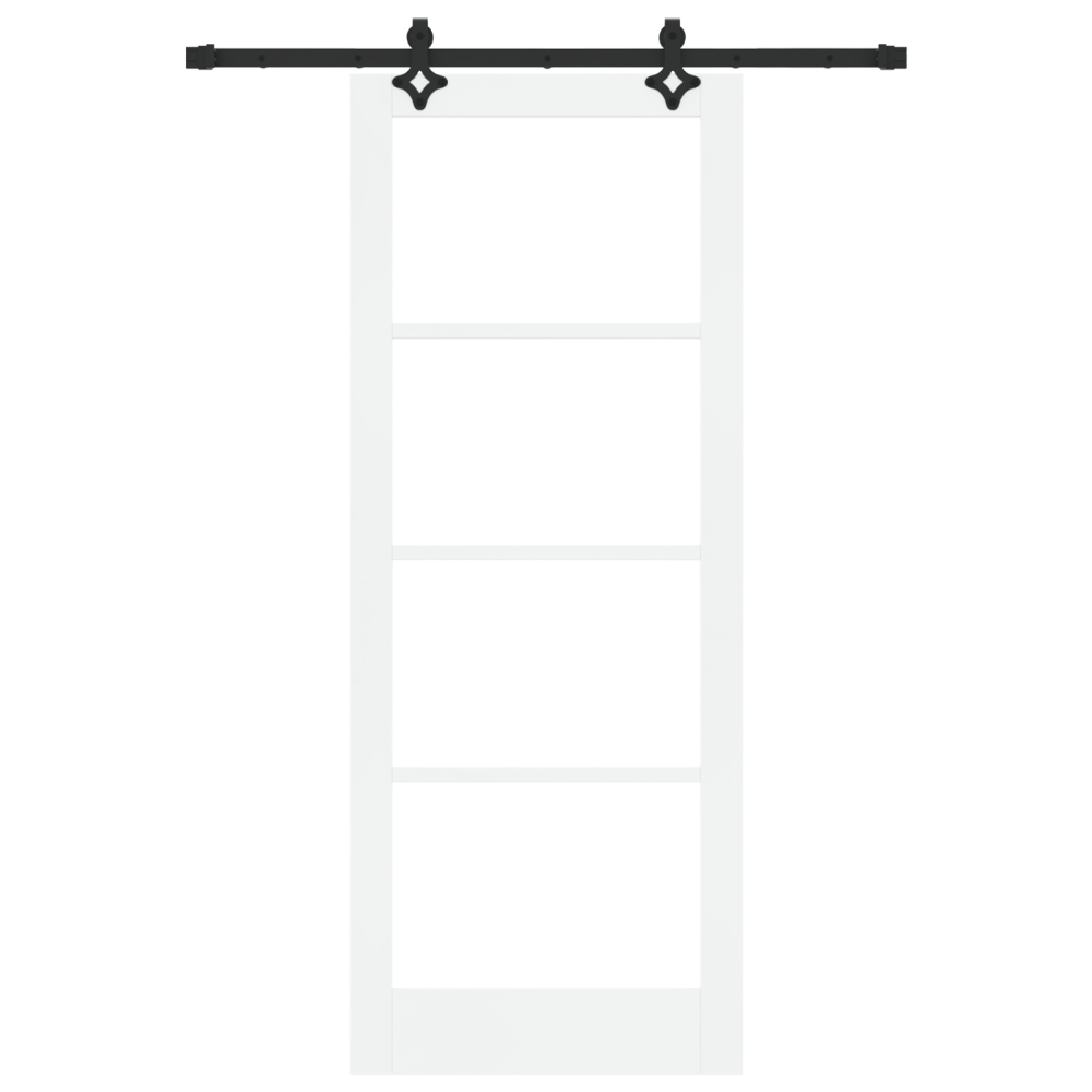 Produktbild för Skjutdörr Vit 83 x 211 cm Massivt tallträ och glas