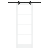 Produktbild för Skjutdörr Vit 83 x 211 cm Massivt tallträ och glas