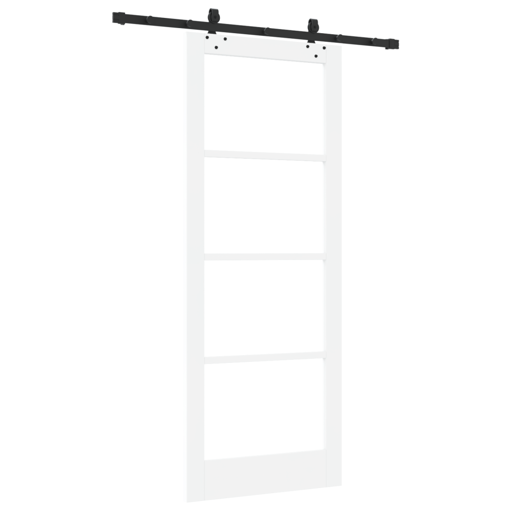Produktbild för Skjutdörr Vit 83 x 211 cm Massivt tallträ och glas
