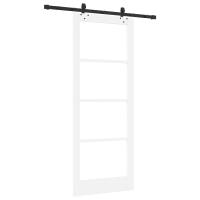 Produktbild för Skjutdörr Vit 83 x 211 cm Massivt tallträ och glas