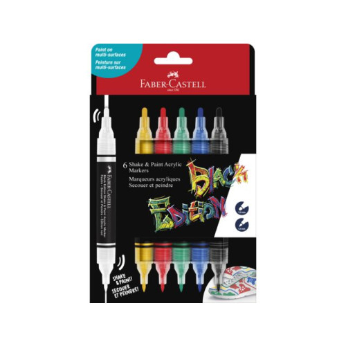 FABER-CASTELL Fiberpenna shake&Paint metallic 6/fp