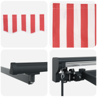 Produktbild för Markisram Röd och Vit 450 × 300 cm Polyester med PU-beläggning