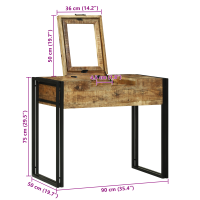 Produktbild för Sängrum Smyckesbord Brun 90 x 50 x 75 cm Massivt Mangoträ