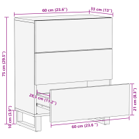 Produktbild för Sideboard med låda Brun 60 x 33.5 x 75 cm Massivt Mangoträ