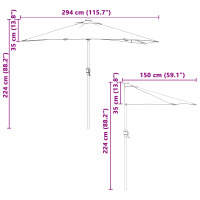 Produktbild för Trädgårdsparasol Grön 294 x 150 x 224 cm Polyester och Stål