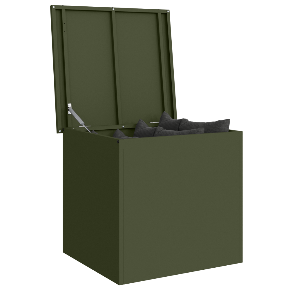 Produktbild för Trädgårdsförvaringskuddebox Stål 55 x 50,5 x 50 cm Olivgrön