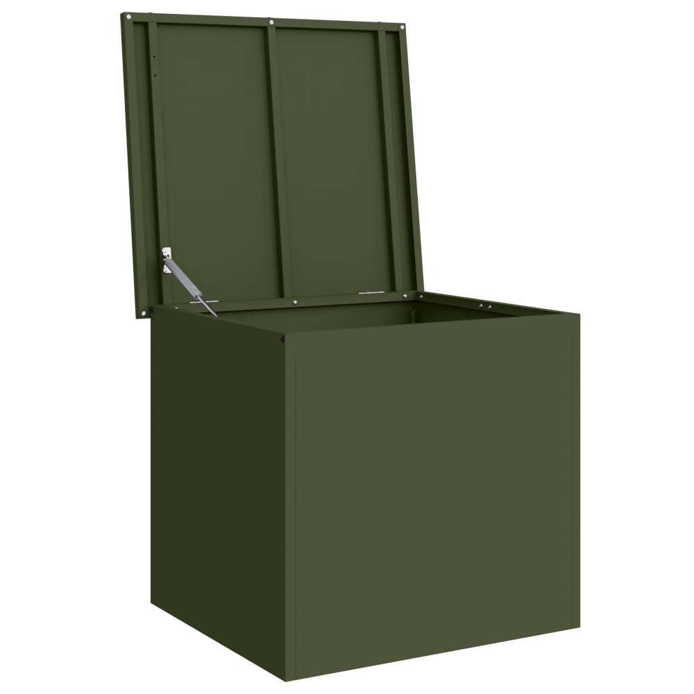 Produktbild för Trädgårdsförvaringskuddebox Stål 55 x 50,5 x 50 cm Olivgrön