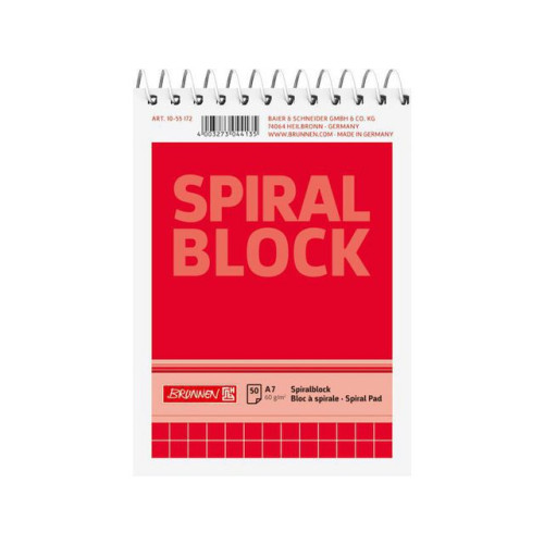 Brunnen Spiralblock A7 60g 50 blad Rutat