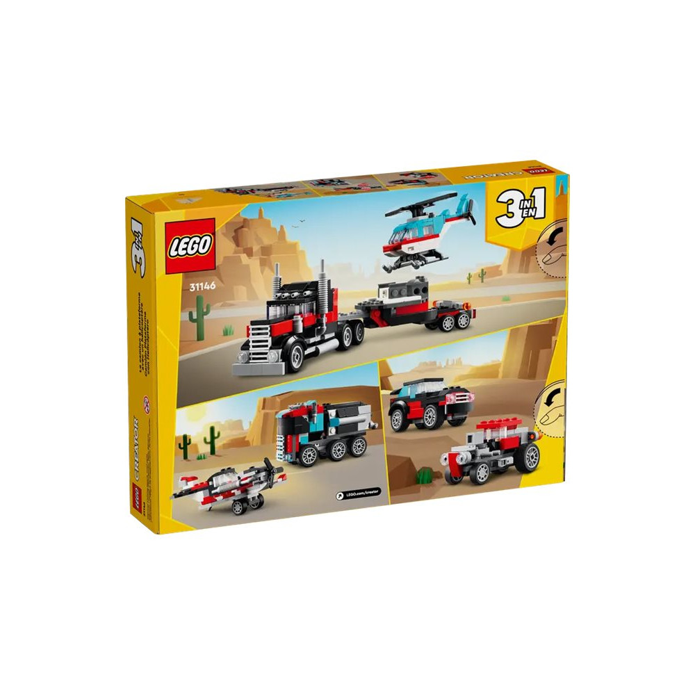 Produktbild för LEGO Creator 3in1 31146 - Flatbed Truck with Helicopter - byggsats
