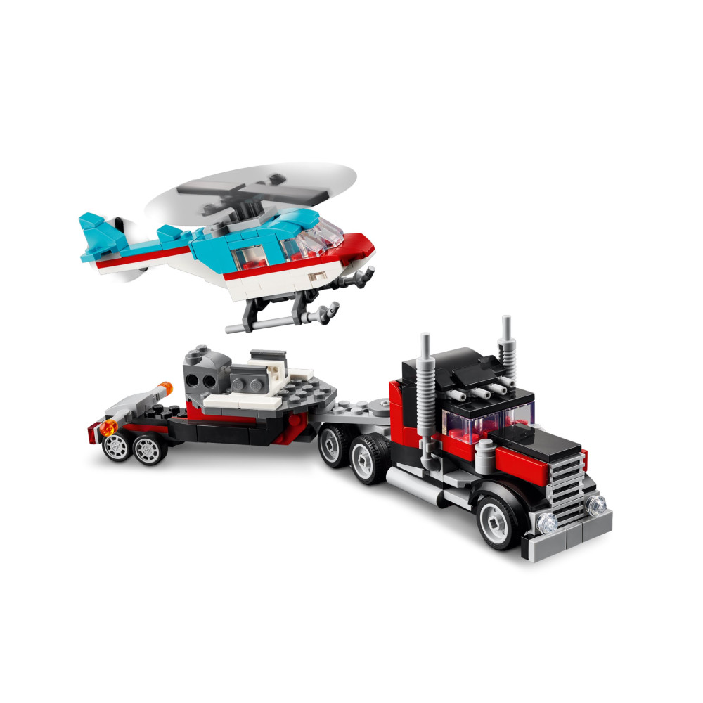 Produktbild för LEGO Creator 3in1 31146 - Flatbed Truck with Helicopter - byggsats