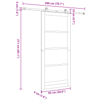 Produktbild för Skjutdörr ORKDAL Naturfärg 93 x 211 cm Massivt tallträ och glas