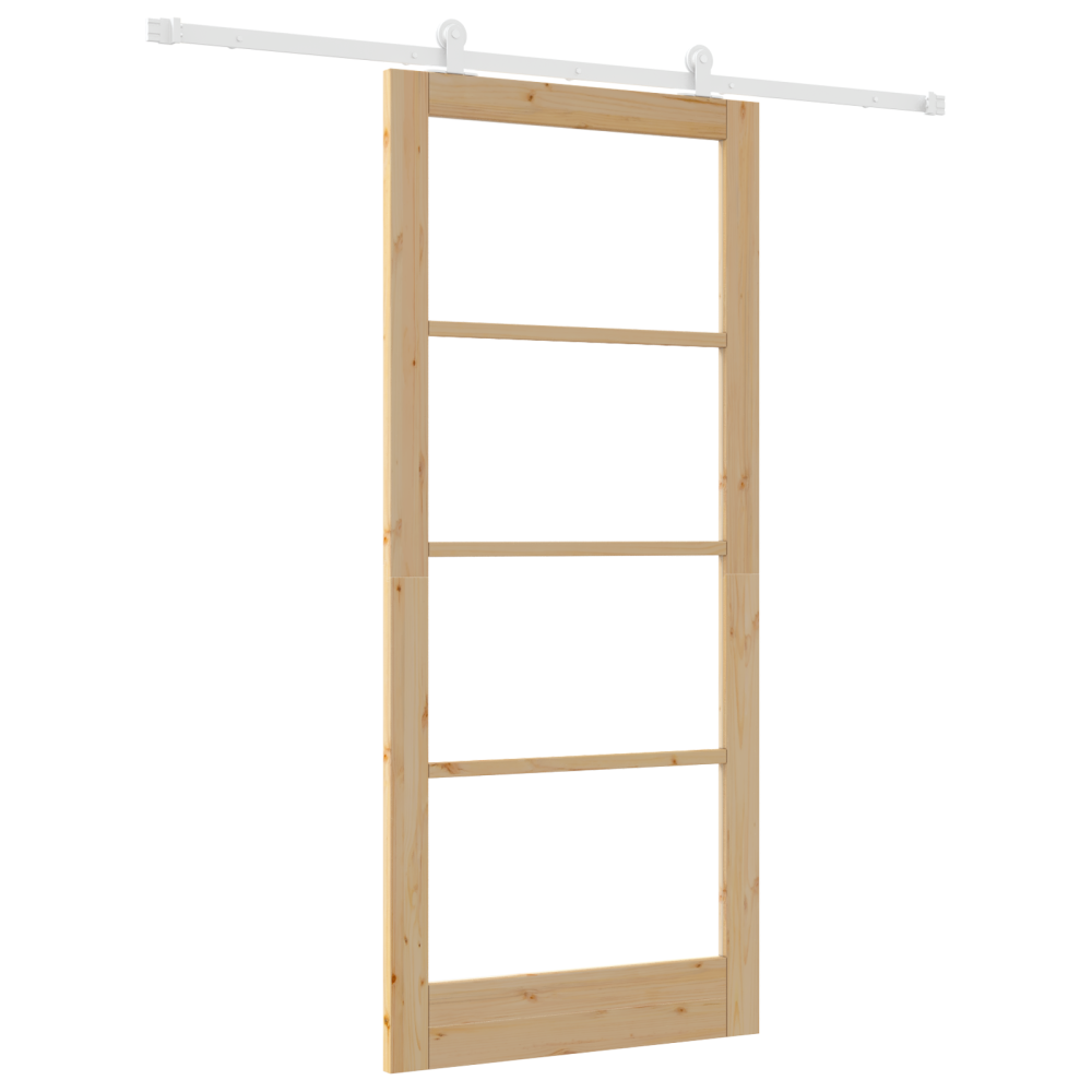 Produktbild för Skjutdörr ORKDAL Naturfärg 93 x 211 cm Massivt tallträ och glas
