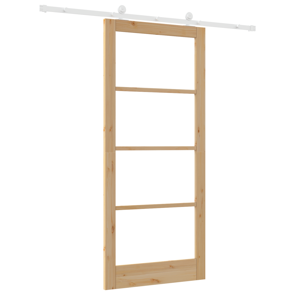 Produktbild för Skjutdörr ORKDAL Naturfärg 93 x 211 cm Massivt tallträ och glas