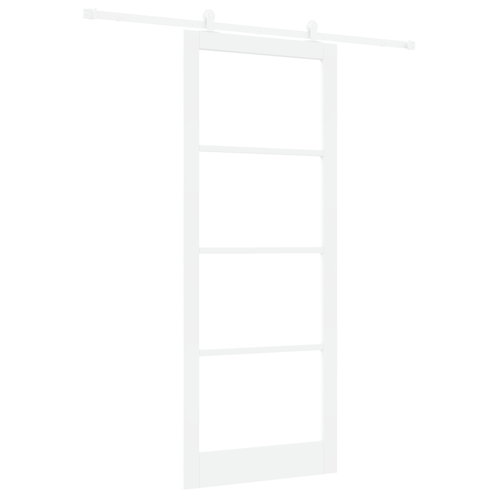 Produktbild för Skjutdörr ORKDAL Vit 93 x 232 cm Massivt tallträ och glas