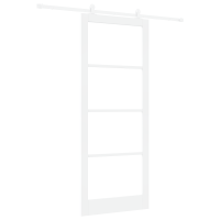 Produktbild för Skjutdörr ORKDAL Vit 93 x 232 cm Massivt tallträ och glas
