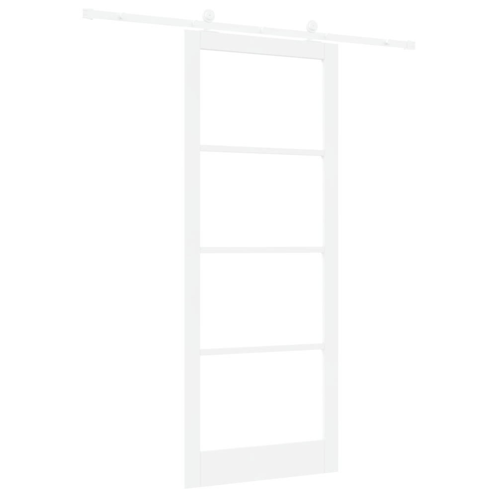 Produktbild för Skjutdörr ORKDAL Vit 93 x 232 cm Massivt tallträ och glas