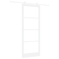 Produktbild för Skjutdörr ORKDAL Vit 93 x 232 cm Massivt tallträ och glas