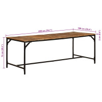 Produktbild för Matbord 200x100x75 cm massivt trä grov mango
