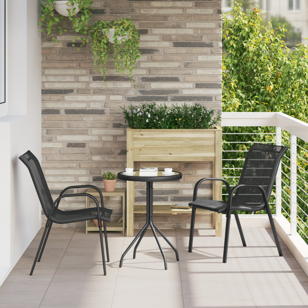 Produktbild för Trädgårds Bistro Set 3 pcs Svart Stål