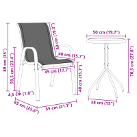Produktbild för Trädgårds Bistro Set 3 pcs Svart Stål