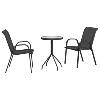 Produktbild för Trädgårds Bistro Set 3 pcs Svart Stål