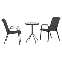 Produktbild för Trädgårds Bistro Set 3 pcs Svart Stål