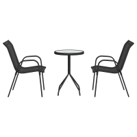 Produktbild för Trädgårds Bistro Set 3 pcs Svart Stål