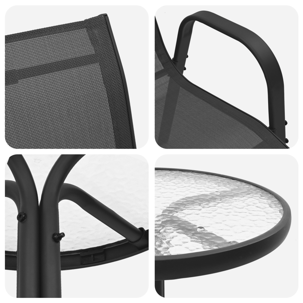 Produktbild för Trädgårds Bistro Set 3 pcs Svart Stål