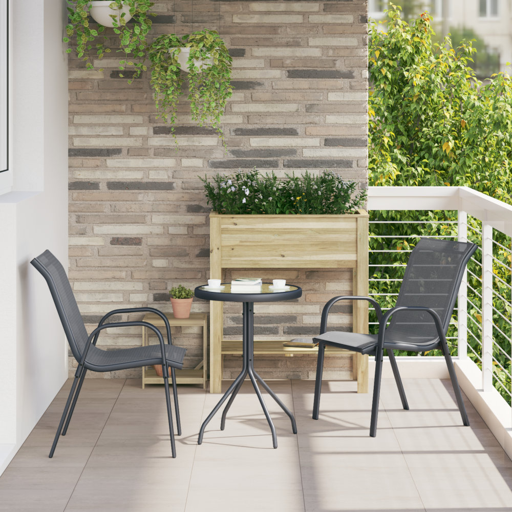 Produktbild för Trädgårds Bistro Set 3 pcs Grå Stål