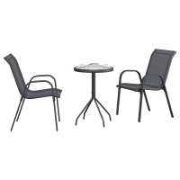 Produktbild för Trädgårds Bistro Set 3 pcs Grå Stål