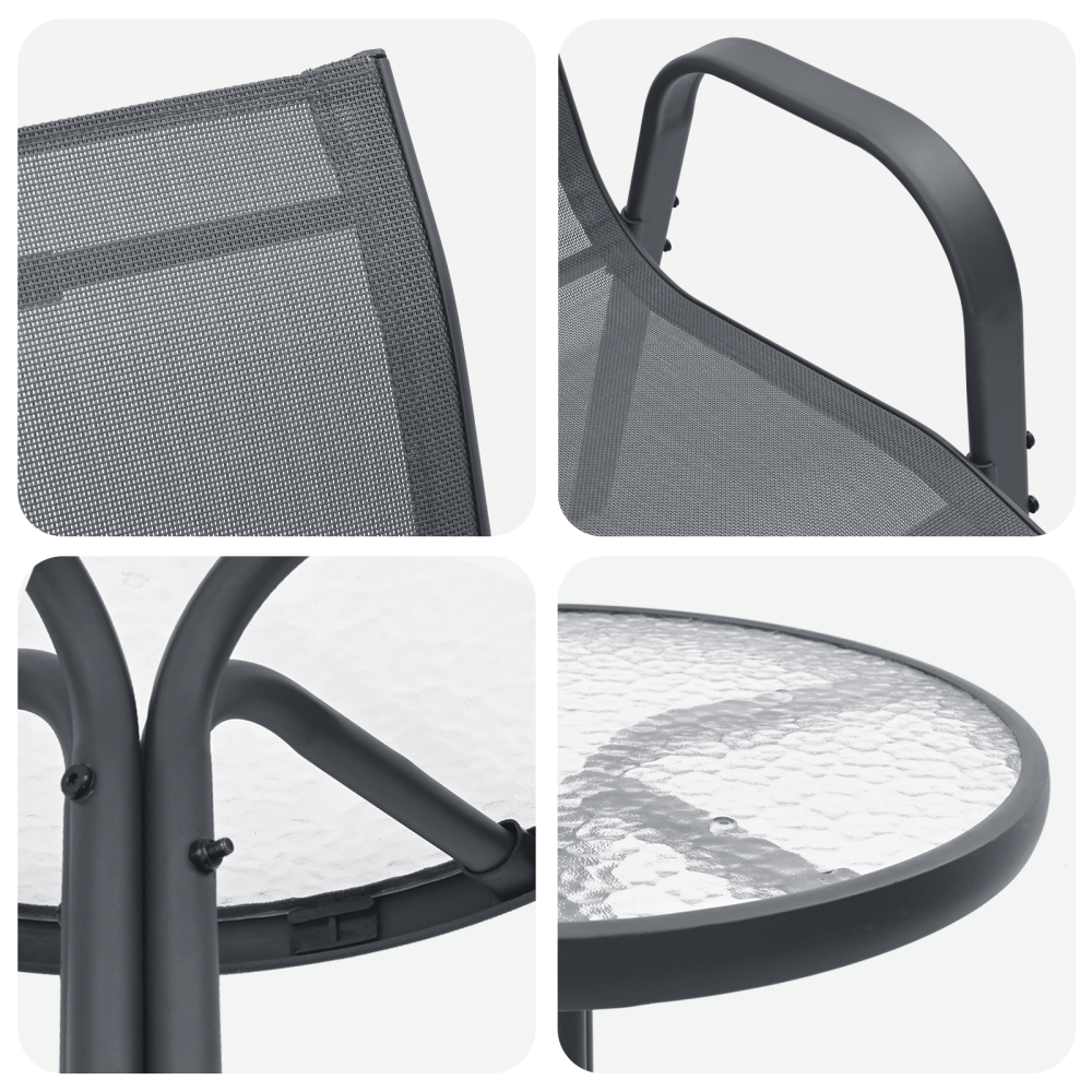 Produktbild för Trädgårds Bistro Set 3 pcs Grå Stål