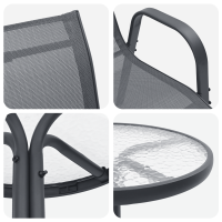 Produktbild för Trädgårds Bistro Set 3 pcs Grå Stål