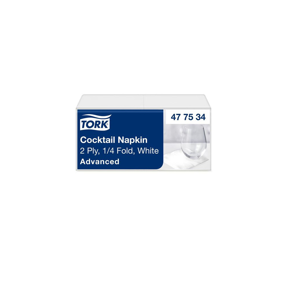 Produktbild för Servett TORK Cocktail 2-lags vit 200/fp