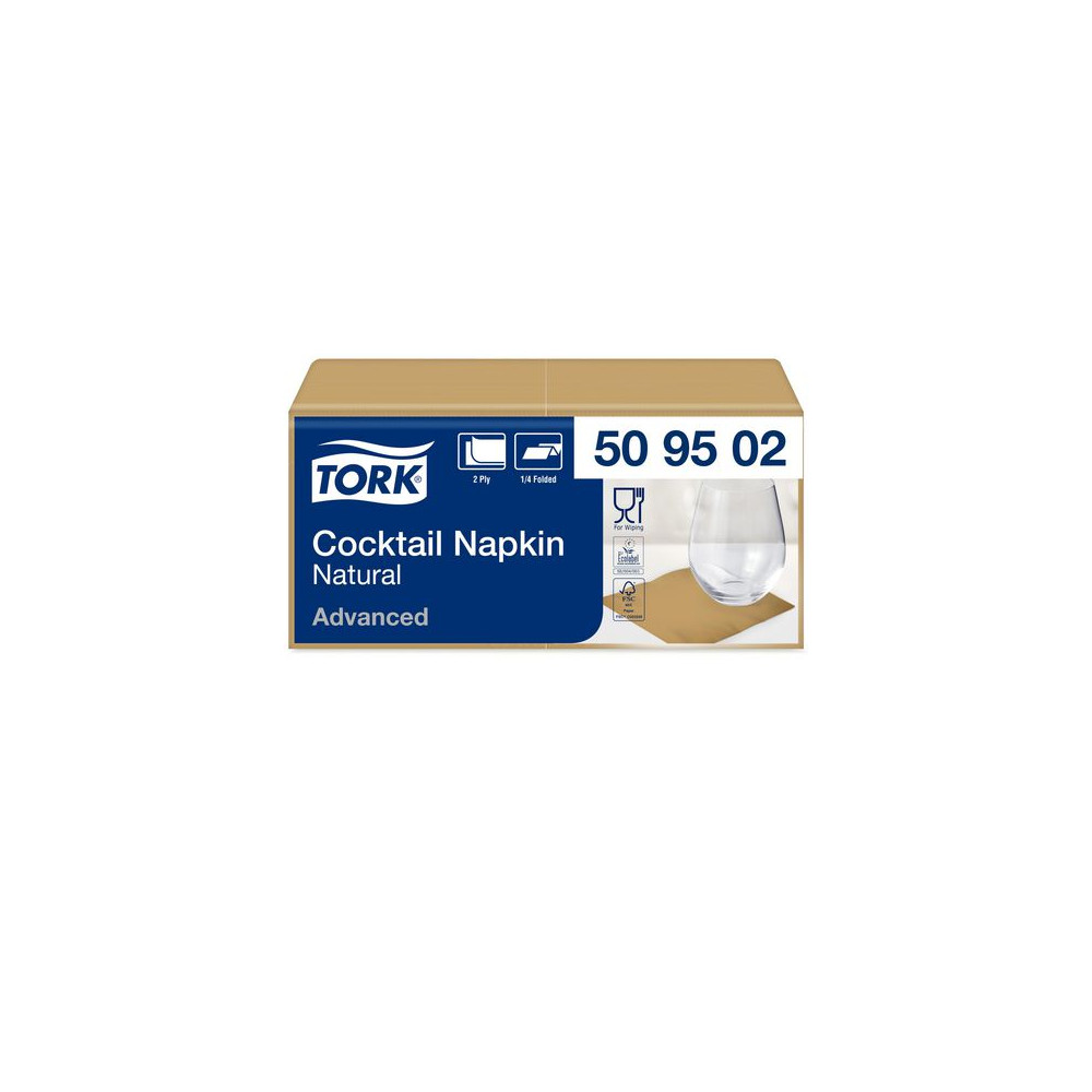Produktbild för Servett TORK Cocktail 2-lag natur 200/fp