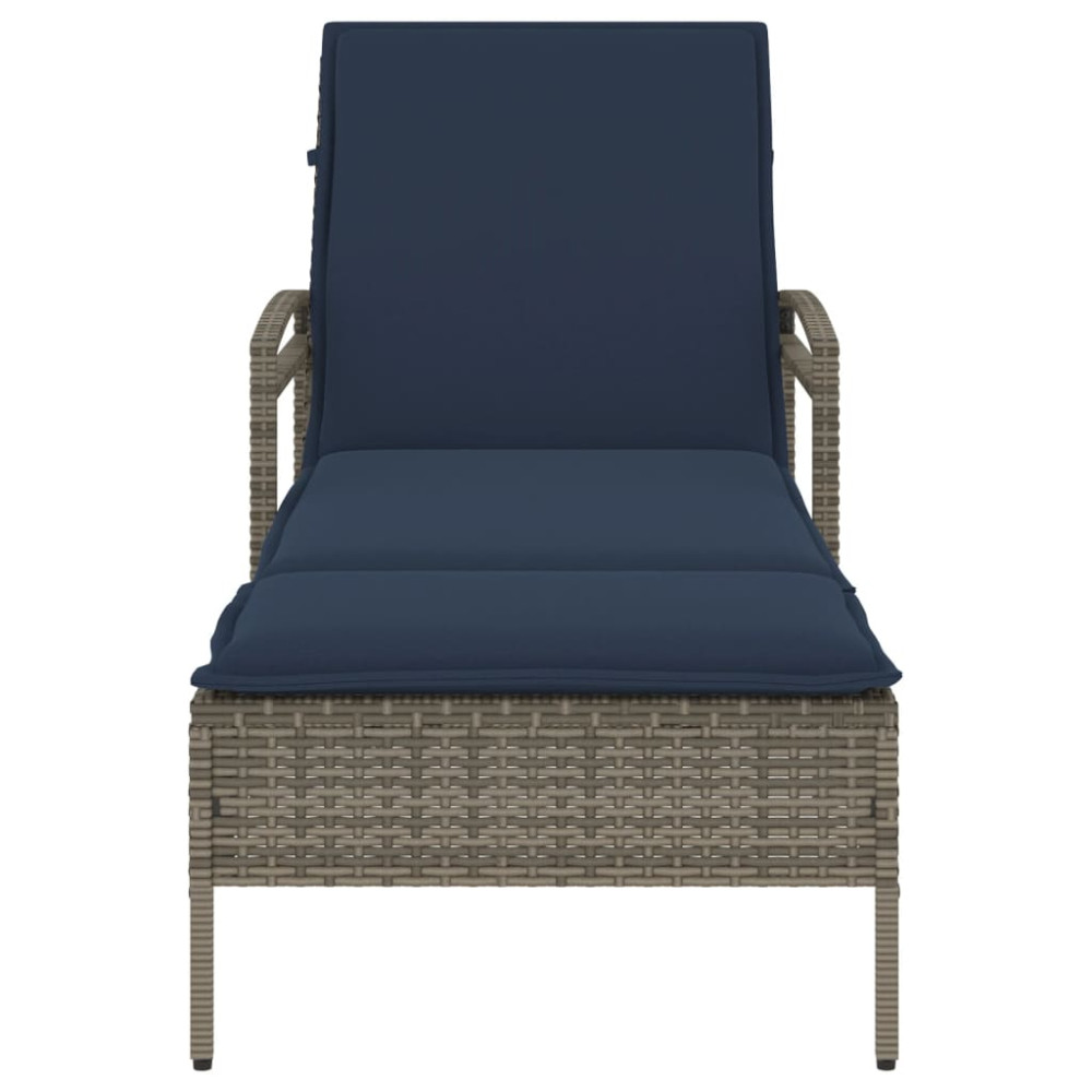 Produktbild för | Solstol | Reclining med kudde Grå 63 x 200 x 81 cm konstrotting