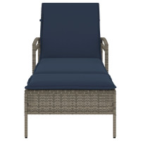 Produktbild för | Solstol | Reclining med kudde Grå 63 x 200 x 81 cm konstrotting