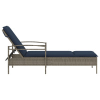 Produktbild för | Solstol | Reclining med kudde Grå 63 x 200 x 81 cm konstrotting