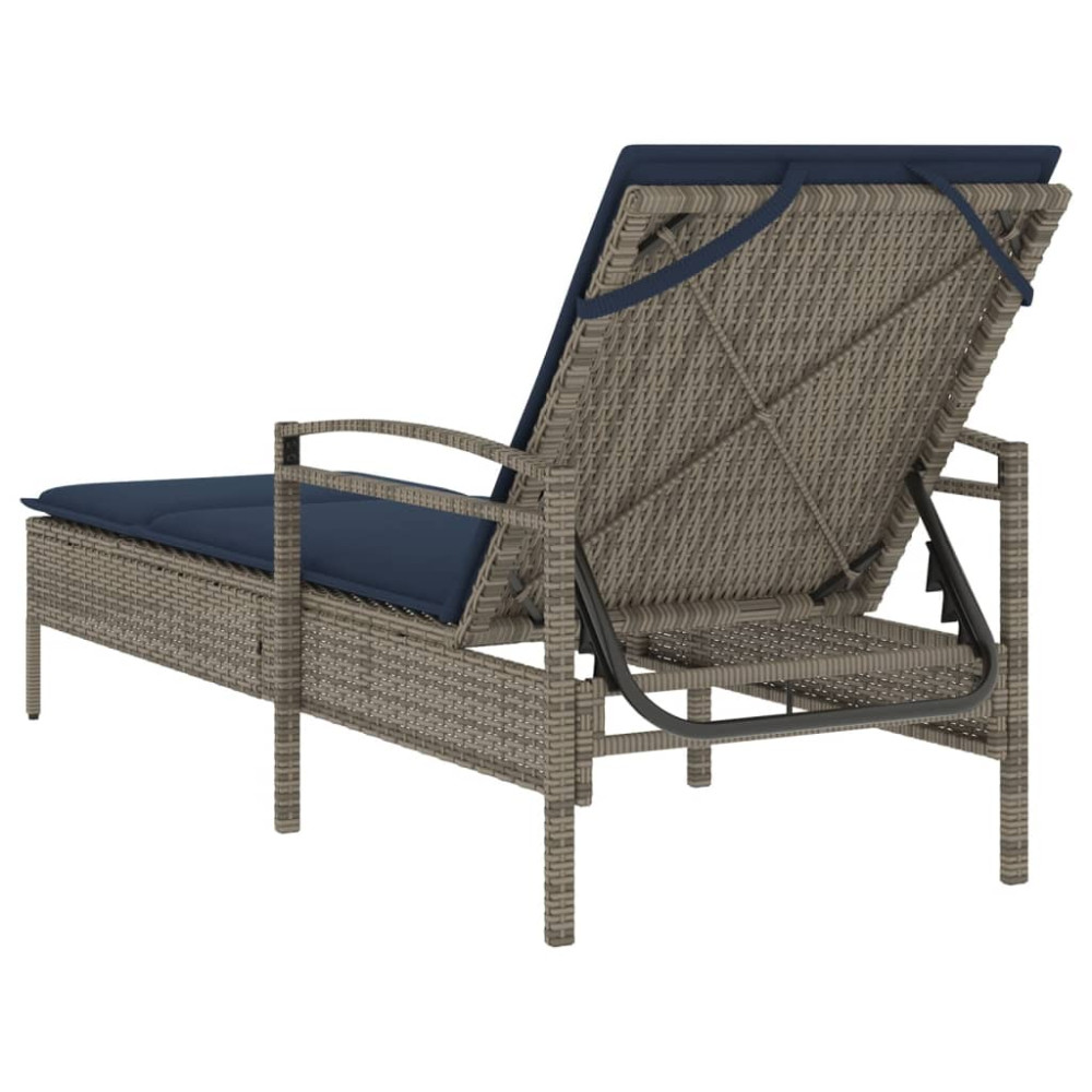 Produktbild för | Solstol | Reclining med kudde Grå 63 x 200 x 81 cm konstrotting