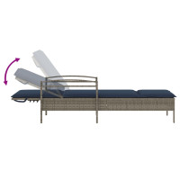 Produktbild för | Solstol | Reclining med kudde Grå 63 x 200 x 81 cm konstrotting
