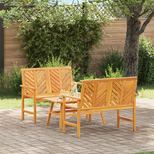 vidaXL Trädgård loungemöbler 3 pcs Brun Massivt Akaciaträ