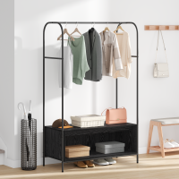 Produktbild för Klädhängare med lagring Svart 100 x 44 x 160 cm Konstruerat trä