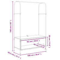 Produktbild för Klädhängare Brun Ek 100 x 44 x 160 cm Konstruerat trä