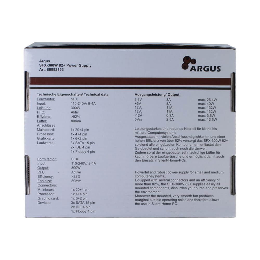 Produktbild för Argus SFX-300W 82+ - nätaggregat - 300 watt