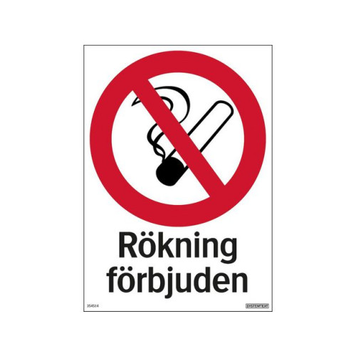 SYSTEMTEXT Skylt Rökning förbjuden alum. 210x297mm