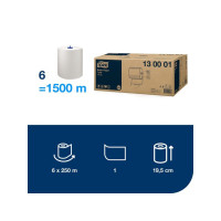 Produktbild för Torkrulle TORK Basic W6 1-lag 250m vit