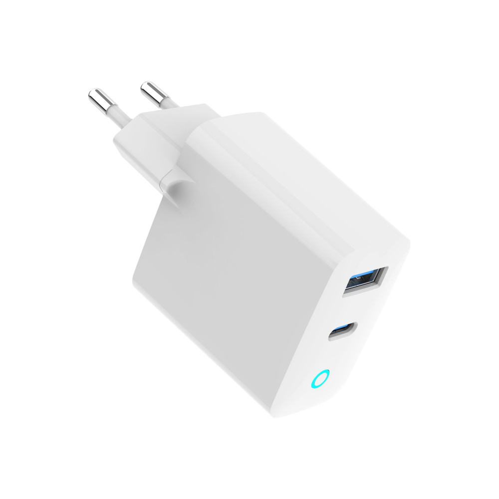 Produktbild för Gembird strömadapter - GaN, LED - USB-C, USB typ A - 65 watt