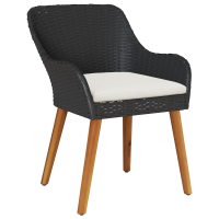 Produktbild för Trädgårdsmöbelset med kudde 7 pcs Svart konstrotting